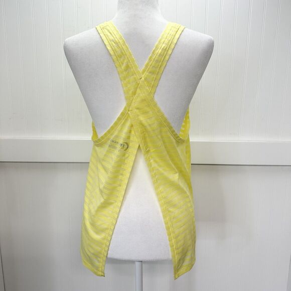 Zyia Active Nimbus Split Back Tank Top Large Yellow Open Back Sheer Stripe EUC - Picture 3 of 10